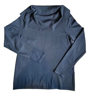 Chicos Cowl Neck Knit Rayon Blend Long Sleeve Black Sweater EUC Size 1/Medium/8‎